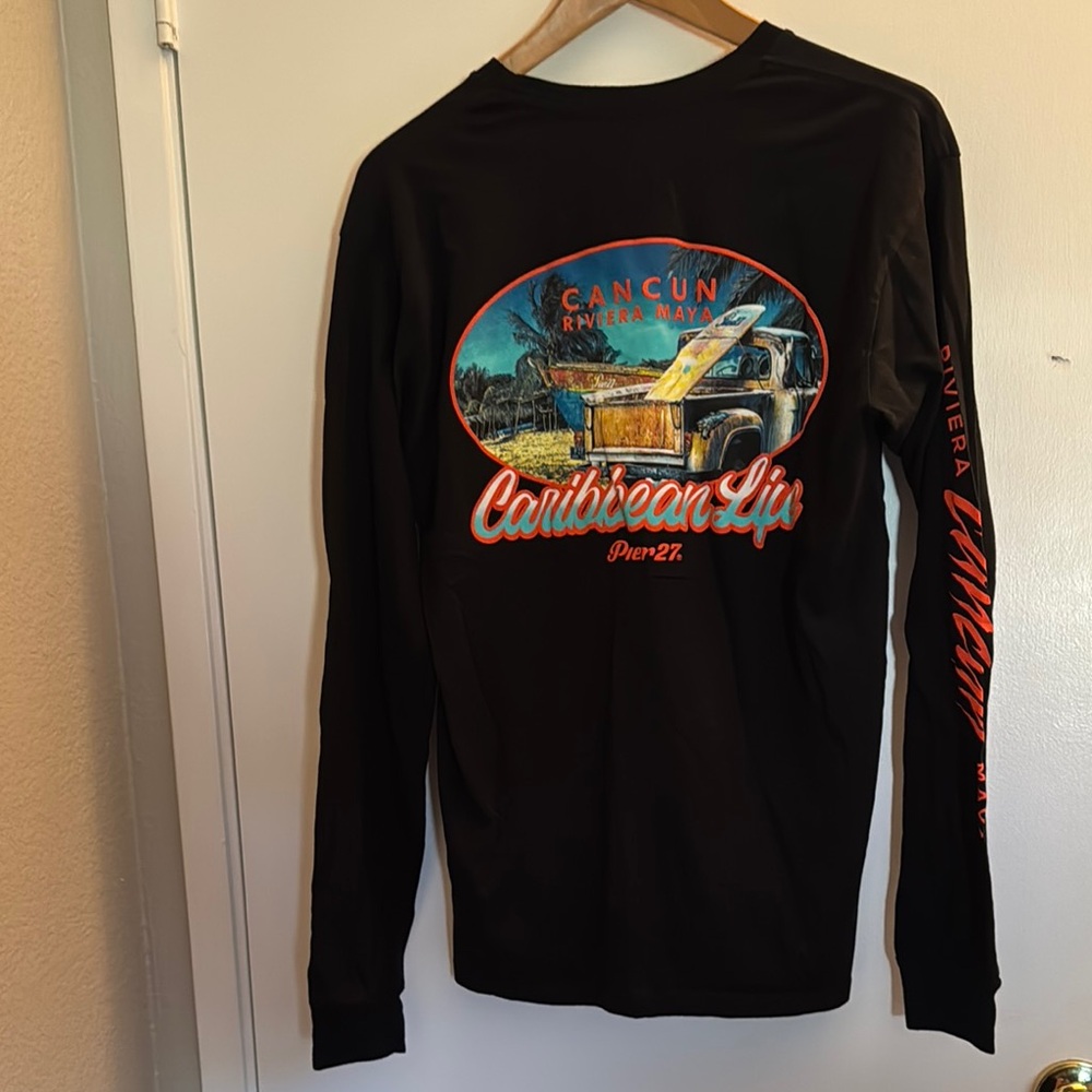 Black Long Sleeve Tee with Vibrant Graphic Design